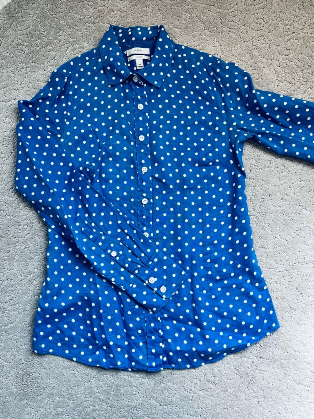 J. Crew Royal Blue Line Polka Dot Button-Down Shirt